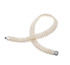Collar de perlas Perla de Agua Dulce de calidad AA de 3 a 4mm en color Blanco