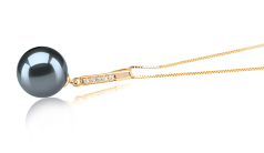 Colgante de perlas Perla Tahití de calidad AAA de 10 a 11mm en color Negro