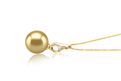Colgante de perlas Mar del Sur de calidad AAA de 10 a 11mm en color Oro