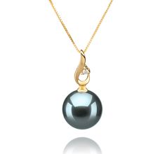 Colgante de perlas Perla Tahití de calidad AAA de 10 a 11mm en color Negro
