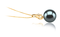Colgante de perlas Perla Tahití de calidad AAA de 10 a 11mm en color Negro