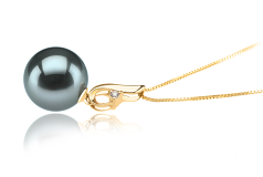 Colgante de perlas Perla Tahití de calidad AAA de 10 a 11mm en color Negro