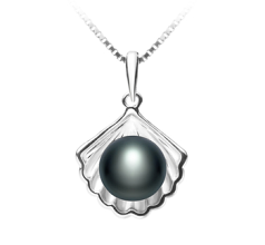 Colgante de perlas Perla de Agua Dulce de calidad AA de 7 a 8mm en color Negro