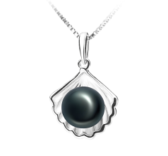Colgante de perlas Perla de Agua Dulce de calidad AA de 7 a 8mm en color Negro
