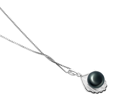 Colgante de perlas Perla de Agua Dulce de calidad AA de 7 a 8mm en color Negro