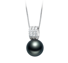 Colgante de perlas Perla Tahití de calidad AAA de 12 a 13mm en color Negro