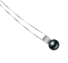 Colgante de perlas Perla Tahití de calidad AAA de 12 a 13mm en color Negro