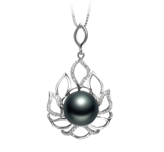 Colgante de perlas Perla Tahití de calidad AAA de 12 a 13mm en color Negro