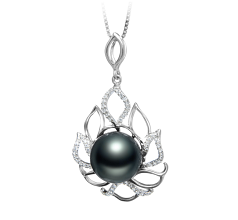 Colgante de perlas Perla Tahití de calidad AAA de 12 a 13mm en color Negro