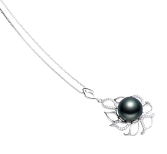 Colgante de perlas Perla Tahití de calidad AAA de 12 a 13mm en color Negro