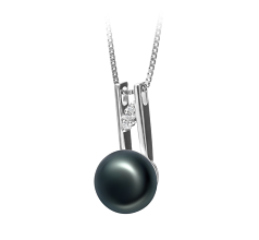 Colgante de perlas Perla de Agua Dulce de calidad AA de 9 a 10mm en color Negro