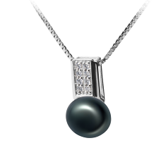 Colgante de perlas Perla de Agua Dulce de calidad AAA de 8 a 9mm en color Negro
