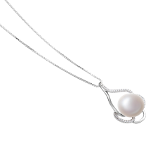 Colgante de perlas Perla de Agua Dulce de calidad AA de 12 a 13mm en color Blanco