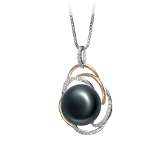 Colgante de perlas Perla de Agua Dulce de calidad AA de 12 a 13mm en color Negro