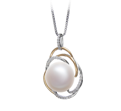 Colgante de perlas Perla de Agua Dulce de calidad AA de 12 a 13mm en color Blanco