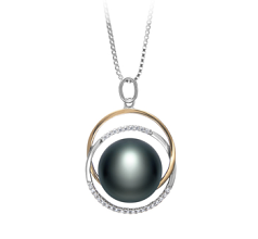 Colgante de perlas Perla de Agua Dulce de calidad AA de 12 a 13mm en color Negro