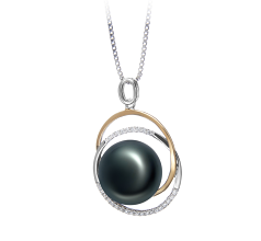 Colgante de perlas Perla de Agua Dulce de calidad AA de 12 a 13mm en color Negro