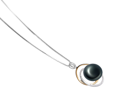 Colgante de perlas Perla de Agua Dulce de calidad AA de 12 a 13mm en color Negro
