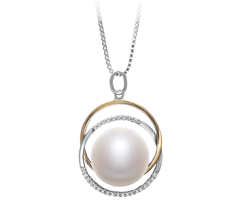 Colgante de perlas Perla de Agua Dulce de calidad AA de 12 a 13mm en color Blanco