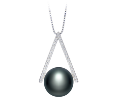 Colgante de perlas Perla de Agua Dulce de calidad AA de 12 a 13mm en color Negro