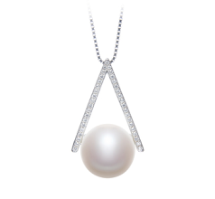 Colgante de perlas Perla de Agua Dulce de calidad AA de 12 a 13mm en color Blanco