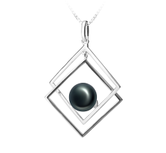 Colgante de perlas Perla de Agua Dulce de calidad AAA de 8 a 9mm en color Negro