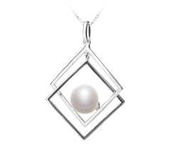 Colgante de perlas Perla de Agua Dulce de calidad AAA de 8 a 9mm en color Blanco