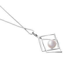 Colgante de perlas Perla de Agua Dulce de calidad AAA de 8 a 9mm en color Blanco
