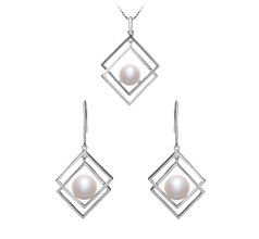 Conjunto de perlas Perla de Agua Dulce de calidad AAA de 8 a 9mm en color Blanco