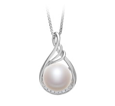 Colgante de perlas Perla de Agua Dulce de calidad AAA de 10 a 11mm en color Blanco