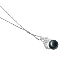 Colgante de perlas Perla de Agua Dulce de calidad AAA de 10 a 11mm en color Negro