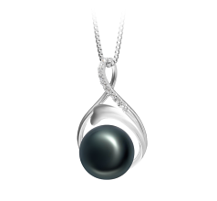 Colgante de perlas Perla de Agua Dulce de calidad AAA de 10 a 11mm en color Negro