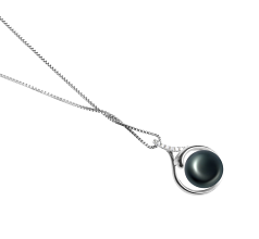 Colgante de perlas Perla de Agua Dulce de calidad AAA de 10 a 11mm en color Negro