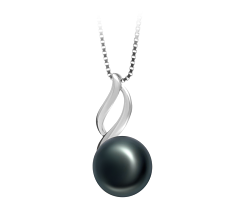 Colgante de perlas Perla de Agua Dulce de calidad AAA de 10 a 11mm en color Negro