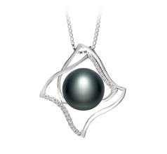 Colgante de perlas Perla de Agua Dulce de calidad AAA de 10 a 11mm en color Negro