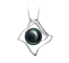 Colgante de perlas Perla de Agua Dulce de calidad AAA de 10 a 11mm en color Negro