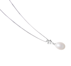 Colgante de perlas Perla de Agua Dulce de calidad AA - Gota de 10 a 11mm en color Blanco