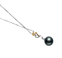 Colgante de perlas Perla Tahití de calidad AAA de 10 a 11mm en color Negro
