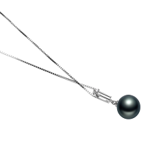 Colgante de perlas Perla Tahití de calidad AAA de 10 a 11mm en color Negro