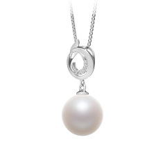 Colgante de perlas Perla de Agua Dulce de calidad AAAA de 10 a 11mm en color Blanco
