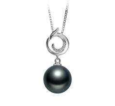 Colgante de perlas Perla Tahití de calidad AAA de 10 a 11mm en color Negro
