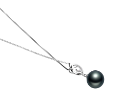 Colgante de perlas Perla Tahití de calidad AAA de 10 a 11mm en color Negro
