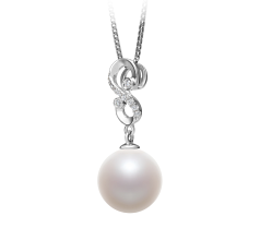 Colgante de perlas Perla de Agua Dulce de calidad AAAA de 10 a 11mm en color Blanco