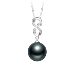 Colgante de perlas Perla Tahití de calidad AAA de 10 a 11mm en color Negro