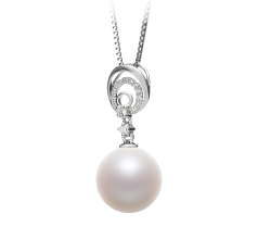 Colgante de perlas Perla de Agua Dulce de calidad AAAA de 10 a 11mm en color Blanco
