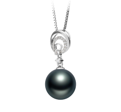 Colgante de perlas Perla Tahití de calidad AAA de 10 a 11mm en color Negro