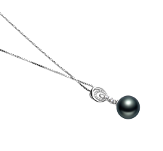 Colgante de perlas Perla Tahití de calidad AAA de 10 a 11mm en color Negro