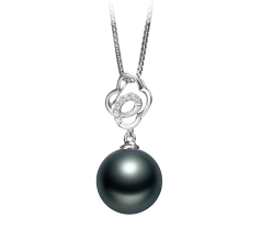 Colgante de perlas Perla Tahití de calidad AAA de 10 a 11mm en color Negro