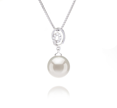 Colgante de perlas Perla de Agua Dulce de calidad AAAA de 9 a 10mm en color Blanco