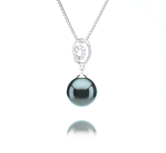 Colgante de perlas Perla Tahití de calidad AAA de 9 a 10mm en color Negro